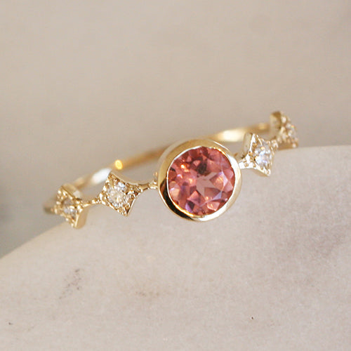 Pink Tourmaline and Diamond Ring