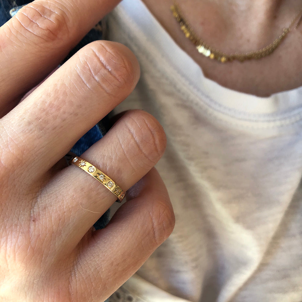 Diamond Star and Burnish Set Eternity Band