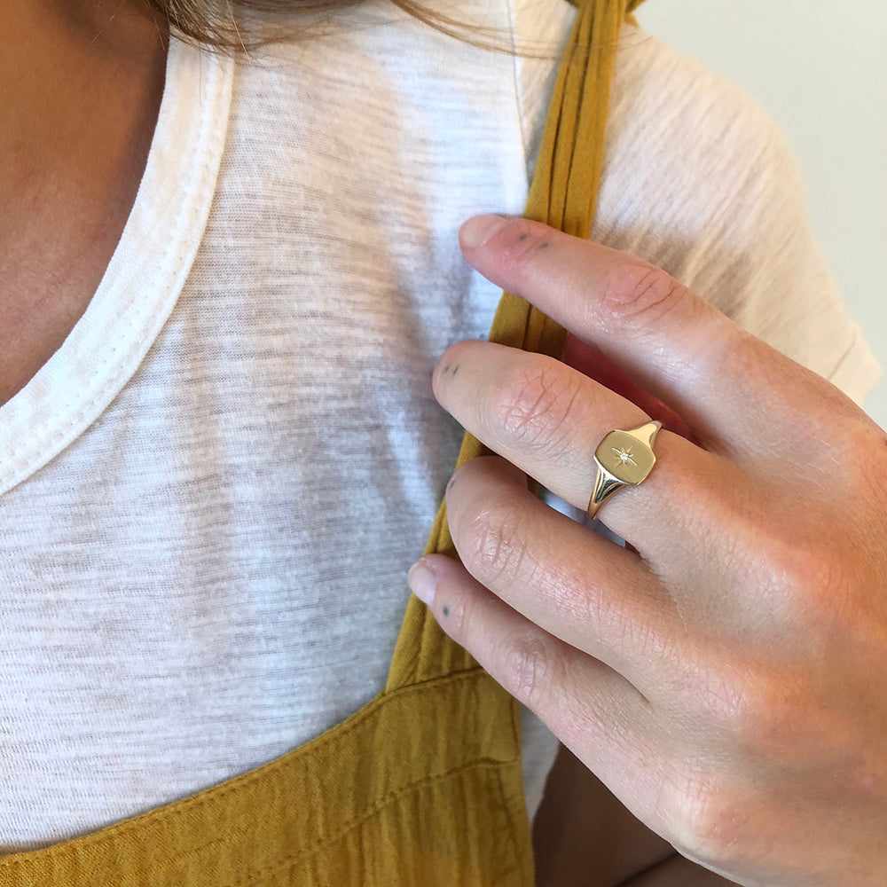 Signet Ring with star set diamond