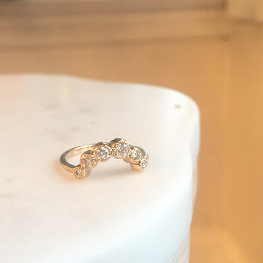 Curved Bezel Set Diamond Contour Band