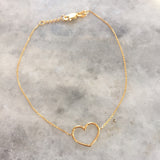 Gold Wire Open Heart Bracelet