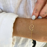 Gold Wire Open Heart Bracelet