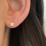 Diamond CZ Tiny Star Stud Earrings