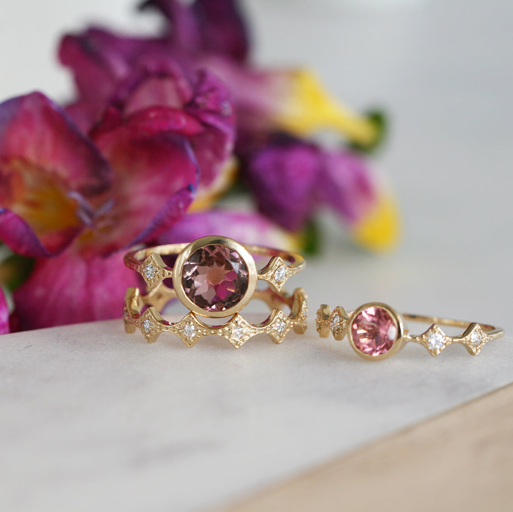 Katie Diamond Pink Tourmaline Rings
