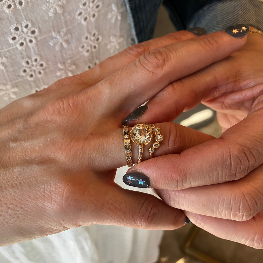 Diamond and White Topaz Ring Stack