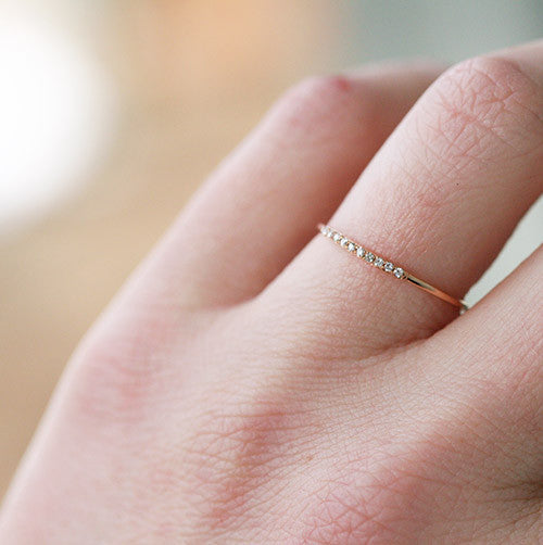 Gold and Diamond Thin Stacking Ring
