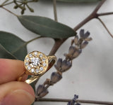 Sabrina Organic Round Diamond Halo Engagement Ring by Katie Diamond