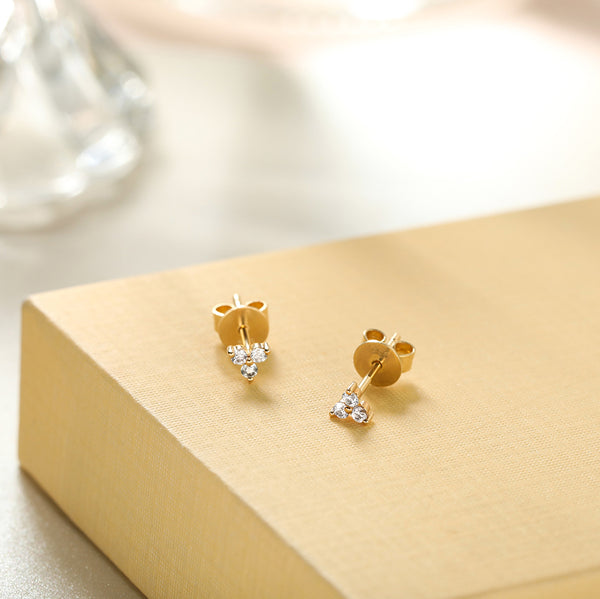 Cluster of Three White Sapphire Stud Earrings