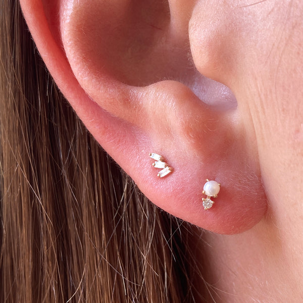 Diamond and Pearl Stud Earring