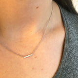 Tiny White Gold Diamond Bar Necklace