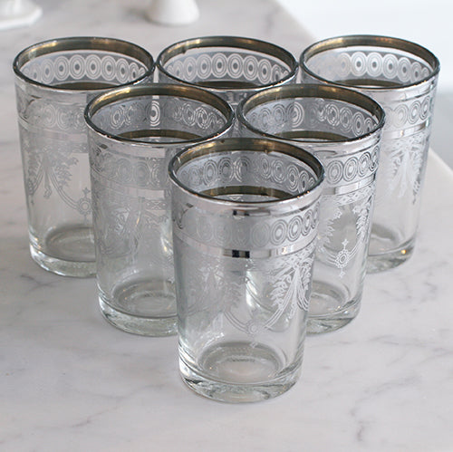 MOROCCAN SILVER DECAL COLORED TEA GLASSES - katie diamond jewelry