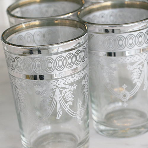 MOROCCAN SILVER DECAL COLORED TEA GLASSES - katie diamond jewelry