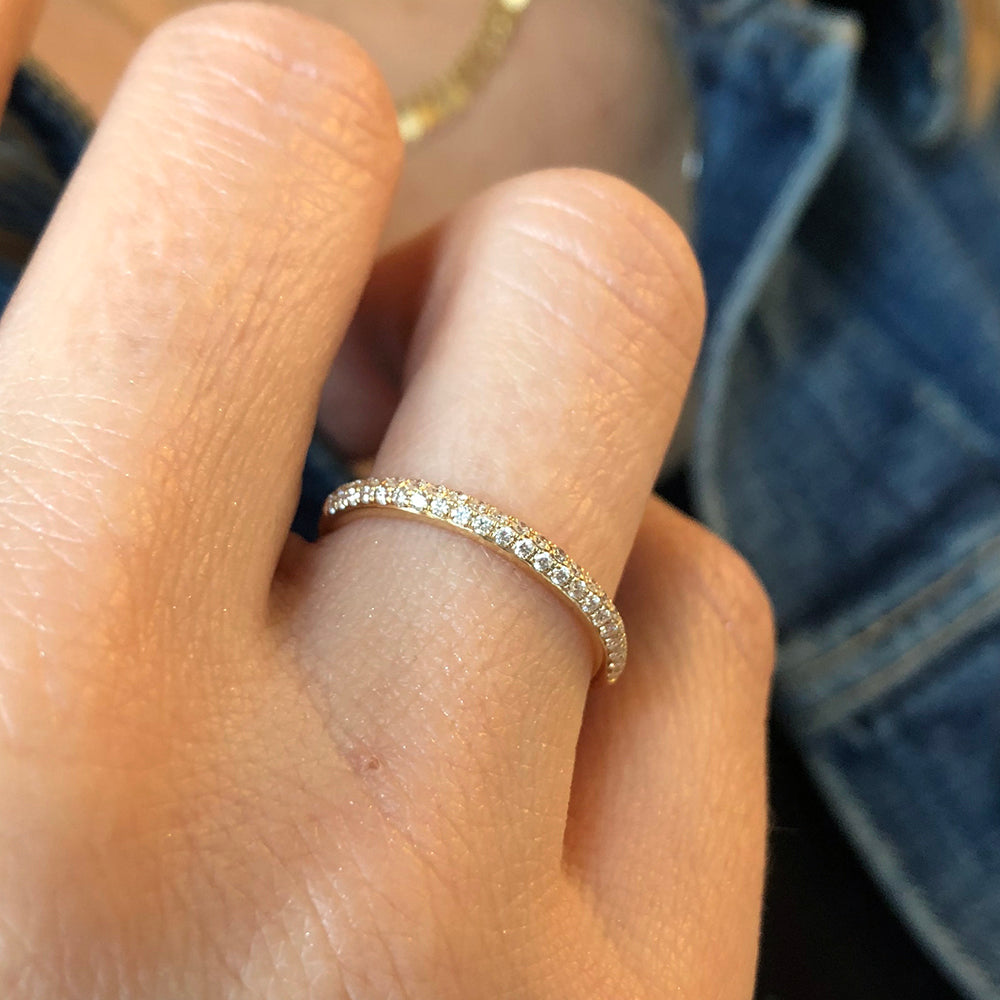 Half Round Pave Diamond Eternity Band