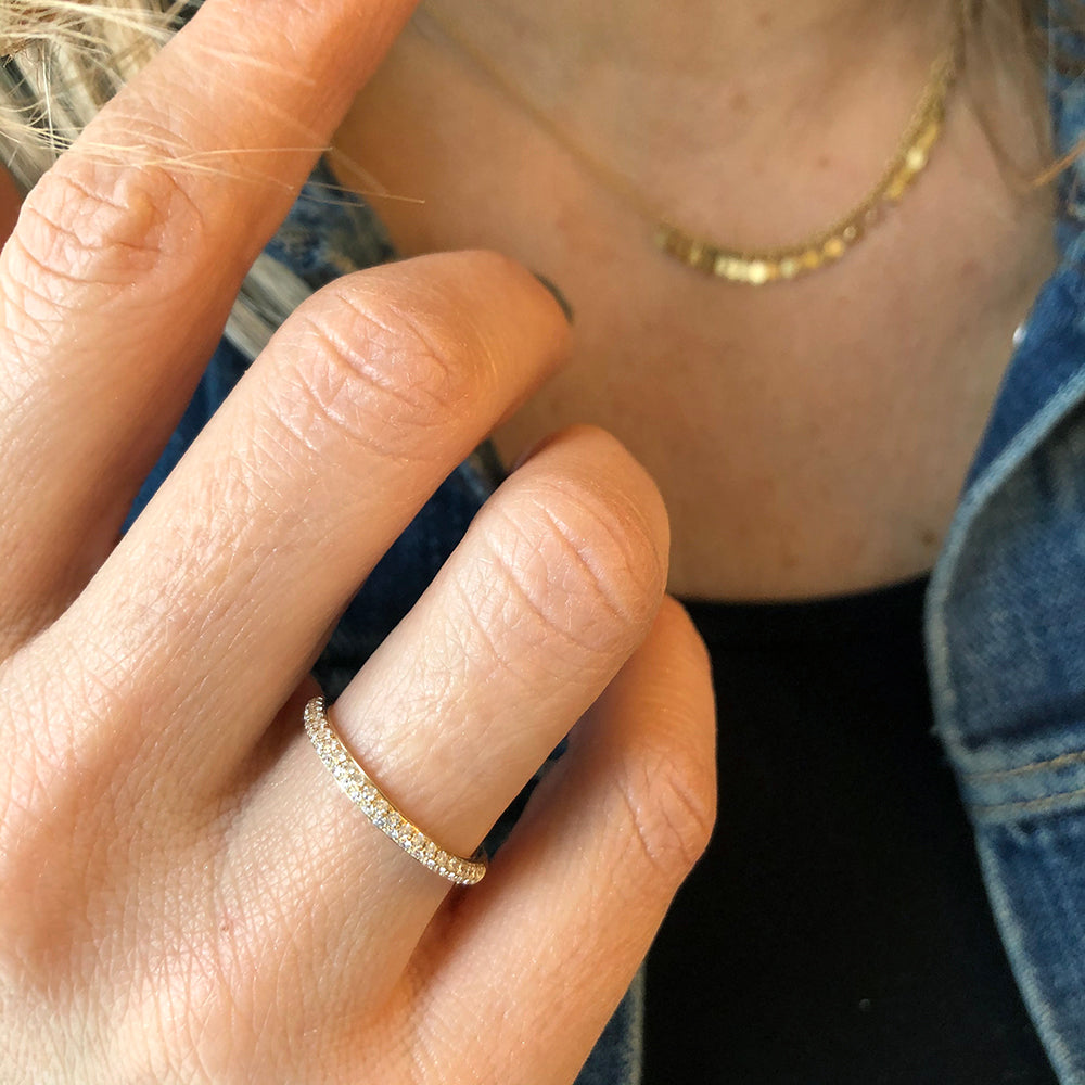 Half Round Pave Diamond Eternity Band