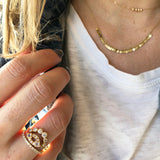 Gold and Diamond Ring Stack with Layered Necklaces