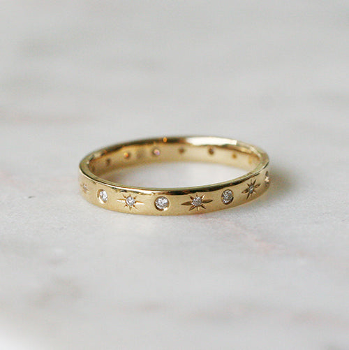 Diamond Star and Burnish Set Eternity Band