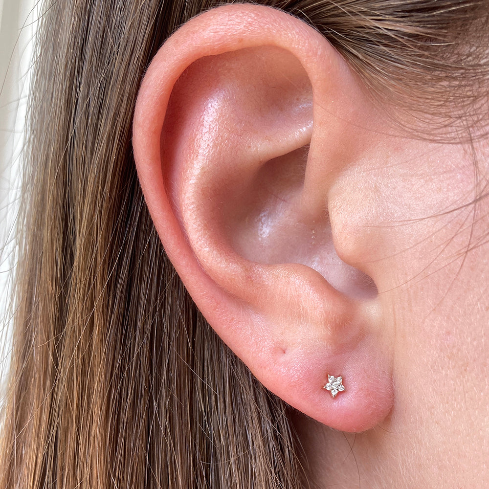 AD ASTRA DIAMOND STAR STUD EARRINGS