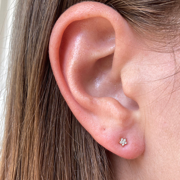 Tiny Diamond Star Stud Earring