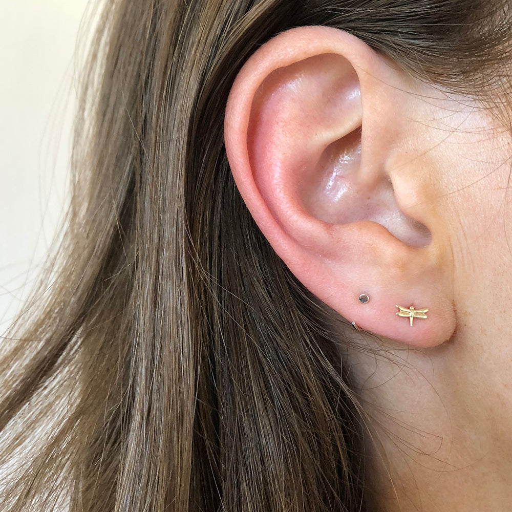 Gold Dragonfly Stud Earring