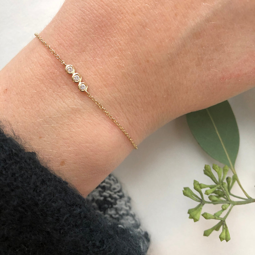 Bezel Set Three Diamond Bracelet