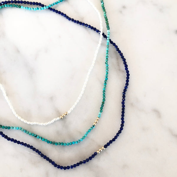 Pearl, Turquoise & Lapis Beaded Necklaces