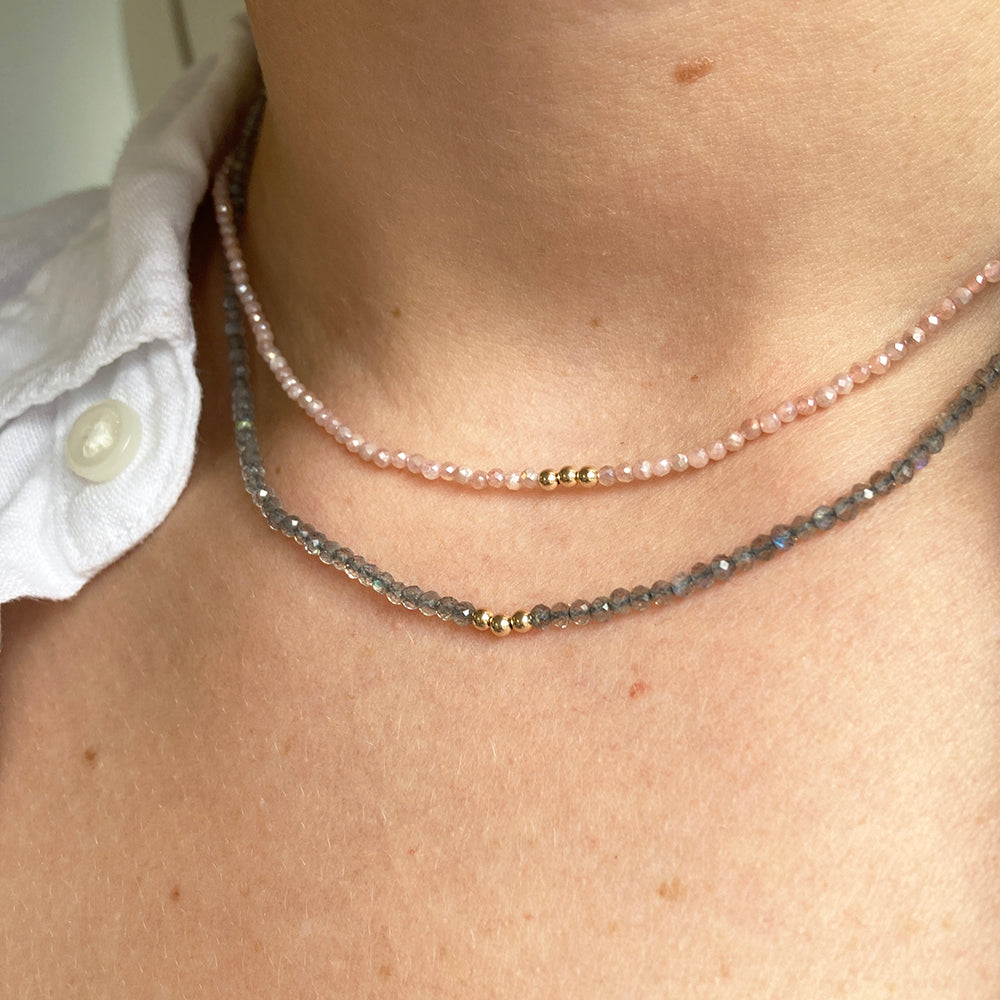 Labradorite and Peach Moonstone Necklaces