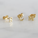 S C and M Gold Initial Stud Earrings