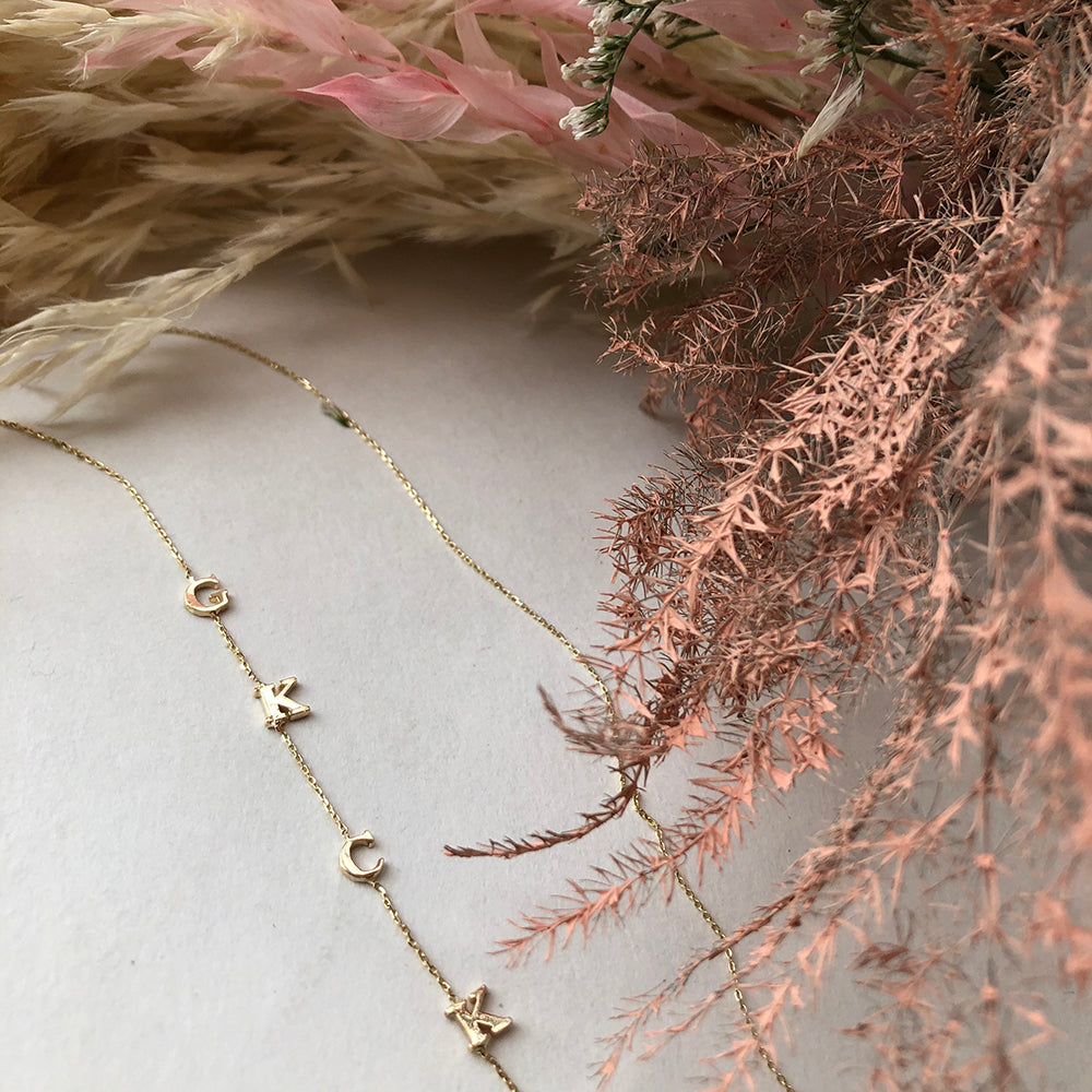 Gold Initial Letter Necklace