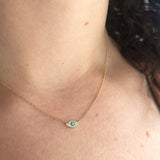 Diamond and Turquoise Evil Eye of Protection Necklace