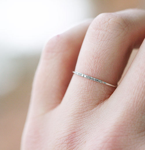 Gold and Diamond Thin Stacking Ring